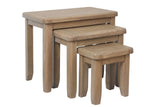 Warm Rustic Oak Effect Nest of 3 Tables