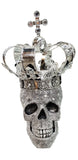 Silver Electroplated Fallen King with Crown Skull Ornament
