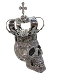 Silver Electroplated Fallen King with Crown Skull Ornament