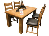 Weathered Oak Small Fixed Top Dining Table & 4 Dining Chairs