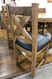 Weathered Oak Round Top Dining Table & 6 Dining Chairs