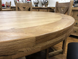 Weathered Oak Round Top Dining Table & 6 Dining Chairs