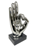 Silver Electroplated Ceramic Okay Hand Ornament