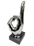 Silver Electroplated Ceramic Okay Hand Ornament