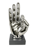 Silver Electroplated Ceramic Okay Hand Ornament