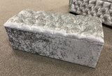 Crushed Velvet Diamante Embossed Ottoman Blanket Box