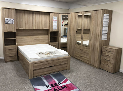 Phoenix Sonoma Oak Over Bed Storage Unit & Combi Wardrobe