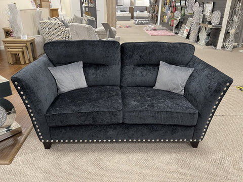 Perre Nickle Black & Silver Fabric 2 Seater Sofa