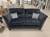 Perre Nickle Black & Silver Fabric 3 Seater Sofa
