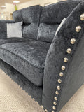 Perre Nickle Black & Silver Fabric 3 Seater Sofa