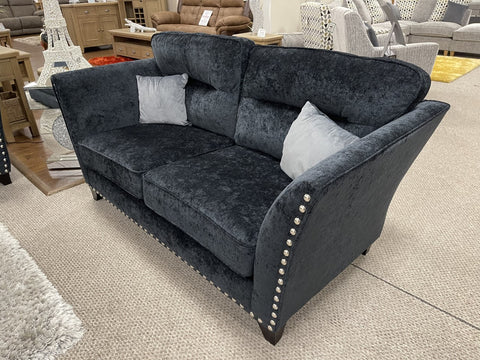 Perre Nickle Black & Silver Fabric 3 Seater Sofa