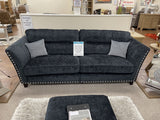 Perre Nickle Black & Silver Fabric 4 Seater Sofa