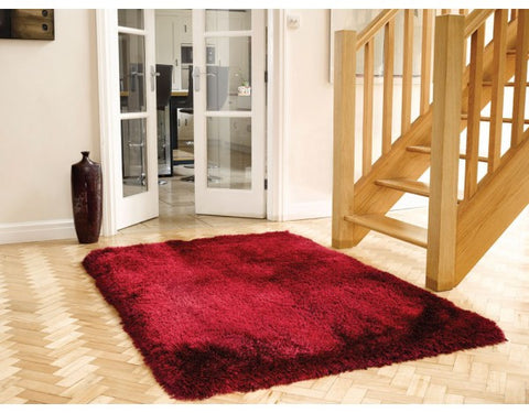 Pearl Raspberry Red 7cm Thick Shag Pile Floor Rug