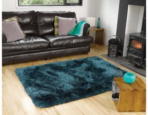 Pearl Teal Blue 7cm Thick Shag Pile Floor Rug