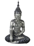 Silver & Black Sitting Praying Lotus Buddha Ornament