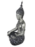 Silver & Black Sitting Praying Lotus Buddha Ornament