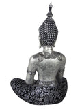 Silver & Black Sitting Praying Lotus Buddha Ornament