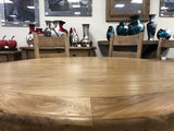 Weathered Oak Round Top Dining Table & 6 Dining Chairs