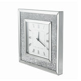 Square Diamante Mirrored Wall Clock