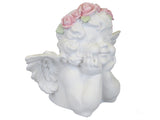 White Female Thinking Cherub Ornament with Pink Flower Headband