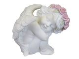 White Sleeping Cherub Ornament with Pink Flower Headband