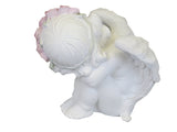 White Sleeping Cherub Ornament with Pink Flower Headband