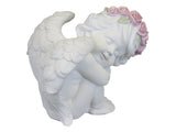 White Sleeping Cherub Ornament with Pink Flower Headband