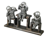 Silver 3 Monks on a Stand Ornament - See No Evil, Speak No Evil, Hear No Evil
