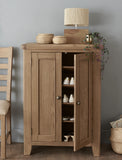 Warm Rustic Oak Effect Shoe Cupboard