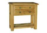 Weathered Distressed Reclaimed Oak Small Console Table 2 Drawer over one shelf