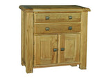Weathered Distressed Oak Sideboard with rustic loop handles - 2 drawers 2 doors