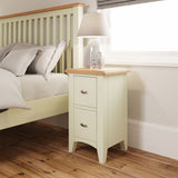 Fresh White with Oak Tops Small Bedside Cabinet