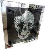 Medium Black Mirrored Crystal Square Skull Mirror