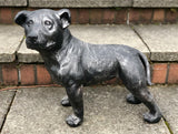 Charcoal Grey Metal Effect Staffordshire Bull Terrier Puppy Garden Ornament