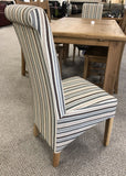 Weathered Oak Striped Fabric Dining Chair