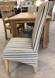 Weathered Oak Striped Fabric Dining Chair