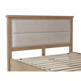 Warm Rustic Oak Effect Super King Size Bed Frame with Fabric Padded Headboard & Drawers