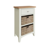 Fresh White with Oak Tops Single Drawer & Double Basket Tall Cabinet