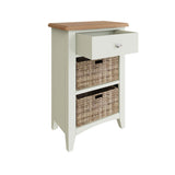 Fresh White with Oak Tops Single Drawer & Double Basket Tall Cabinet