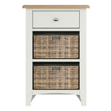 Fresh White with Oak Tops Single Drawer & Double Basket Tall Cabinet