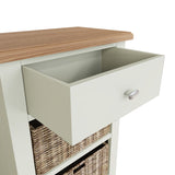 Fresh White with Oak Tops Single Drawer & Double Basket Tall Cabinet