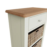 Fresh White with Oak Tops Single Drawer & Double Basket Tall Cabinet