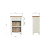 Fresh White with Oak Tops Single Drawer & Double Basket Tall Cabinet