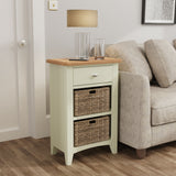 Fresh White with Oak Tops Single Drawer & Double Basket Tall Cabinet