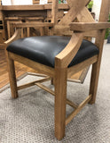 Maxi Oak X Shape Tub Dining Chair With Faux Leather Seat