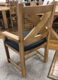 Maxi Oak X Shape Tub Dining Chair With Faux Leather Seat