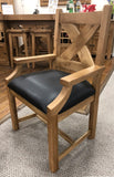 Maxi Oak X Shape Tub Dining Chair With Faux Leather Seat