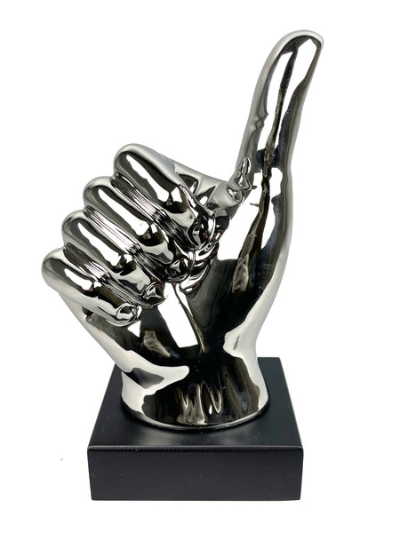 Silver Electroplated Ceramic Thumbs Up Ornament