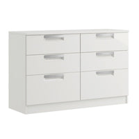 Milan High Gloss 6 Drawer Twin Chest of Drawers with 2 Deep Drawers