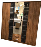 Rex Hinged Door Cornice Wooden Wardrobe with Glass Overlay